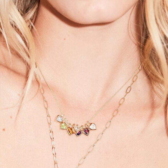 Jane Win LOVE Rainbow Birthstone Pendant in Solid Gold & Amethyst - Picture 3 of 6